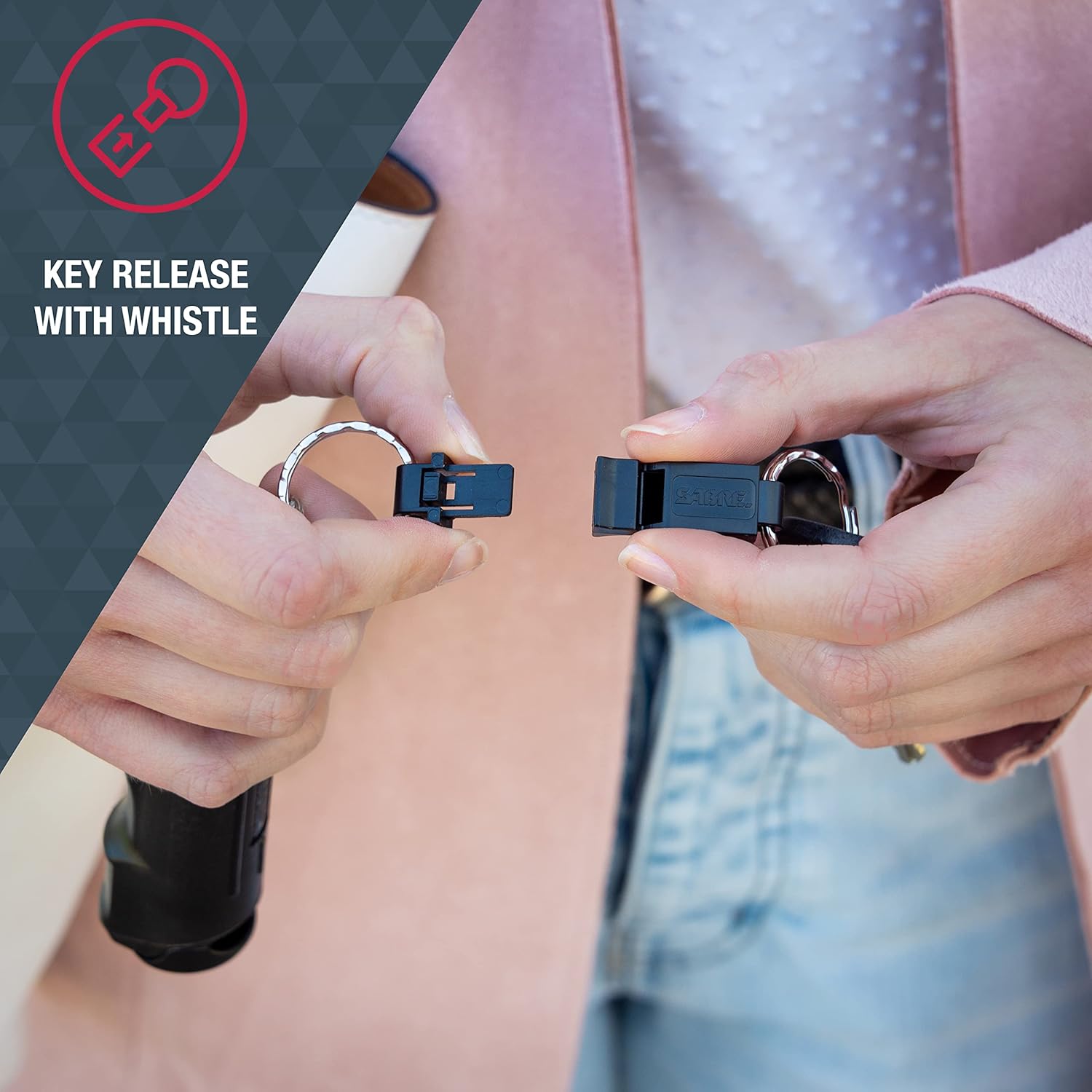 Sabre C.O.P.S Pepper Gel with Quick Release Whistle Keychain - Black F15-BCOPSG-W2 - WCUniforms
