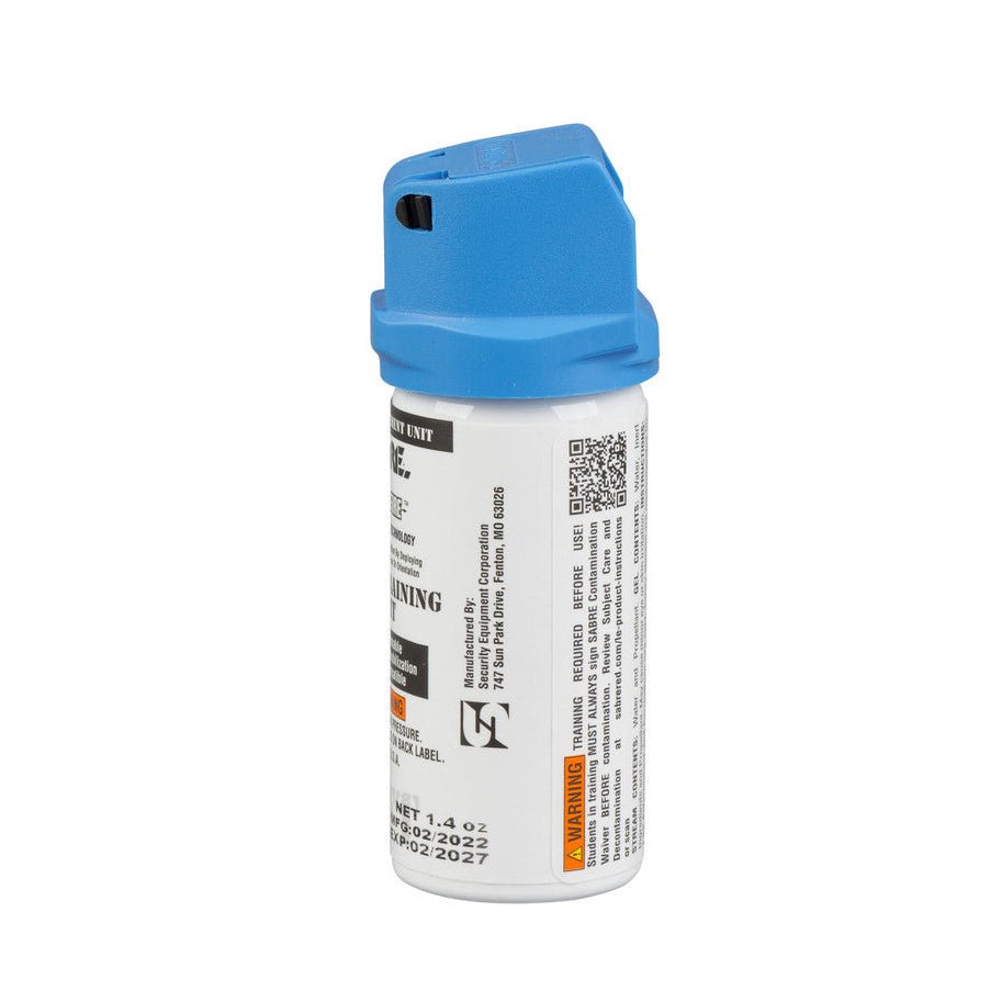 Spray can with blue cap on a white background