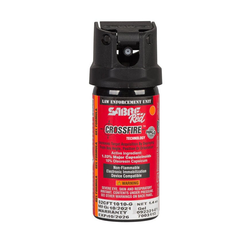 Sabre Crossfire pepper spray canister on a white background