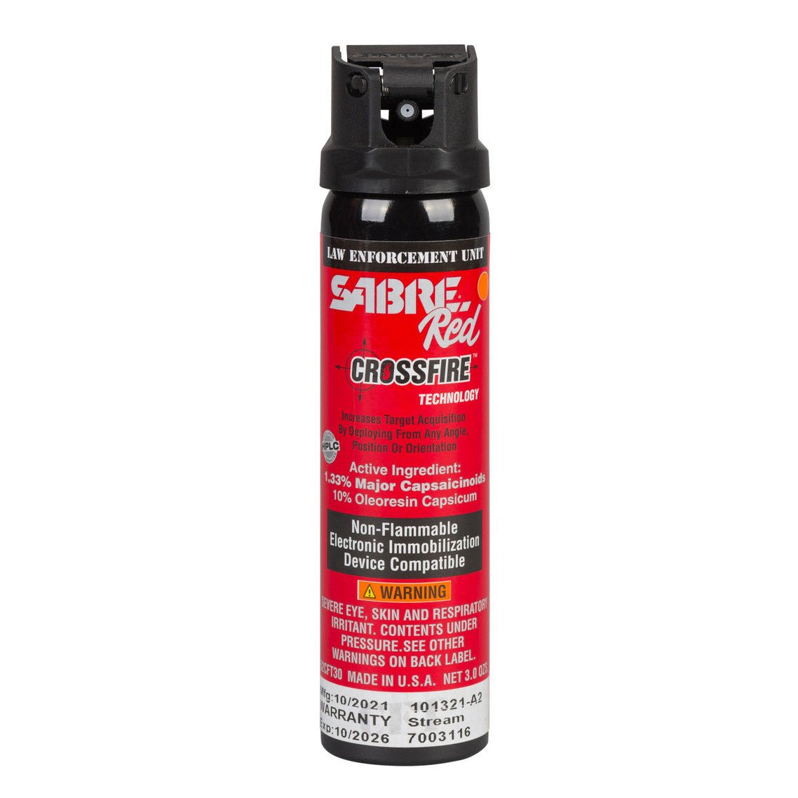 Sabre Red Crossfire pepper spray on a white background