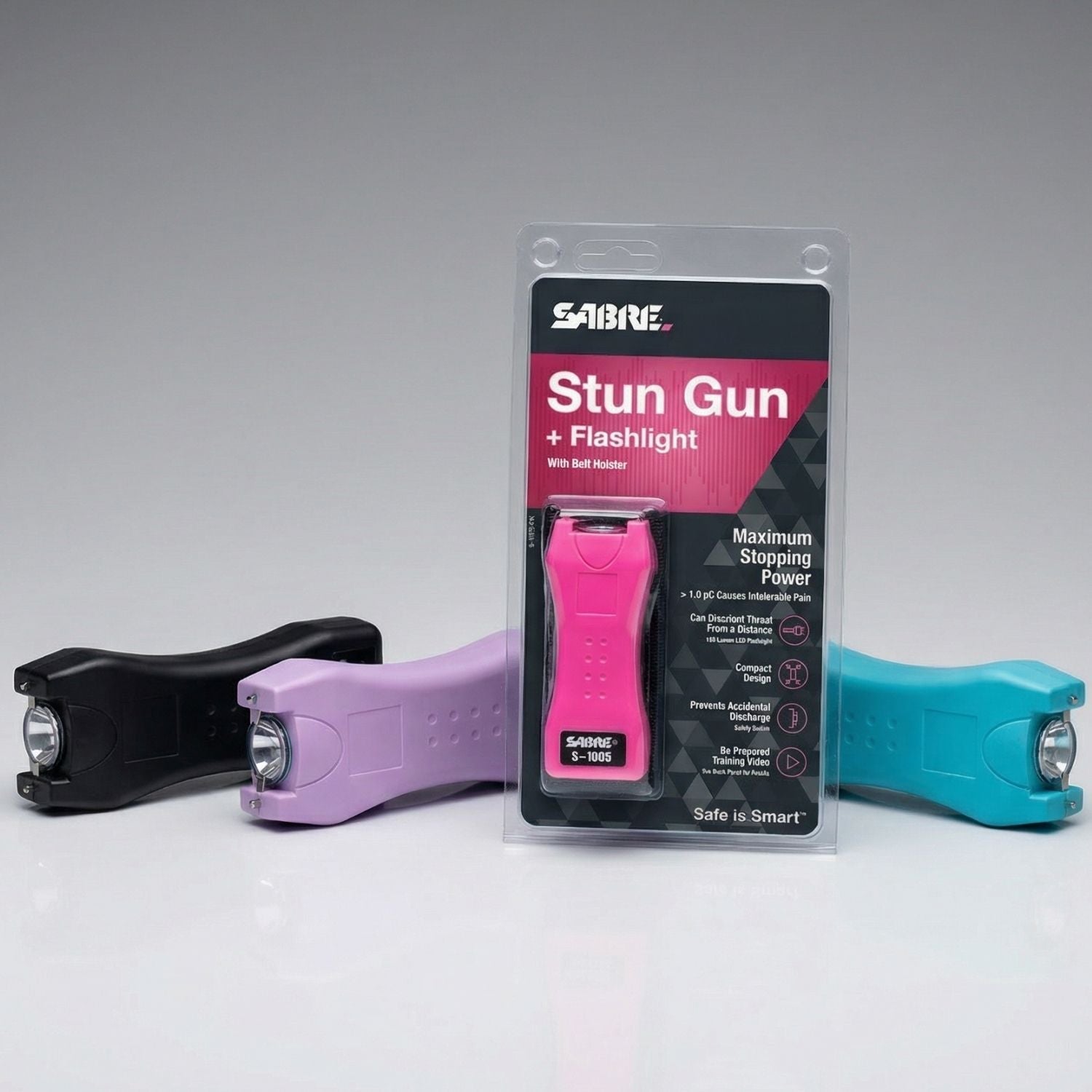Sabre Dual Capacitor Stun Gun with LED Flashlight S-1005 - WCUniforms