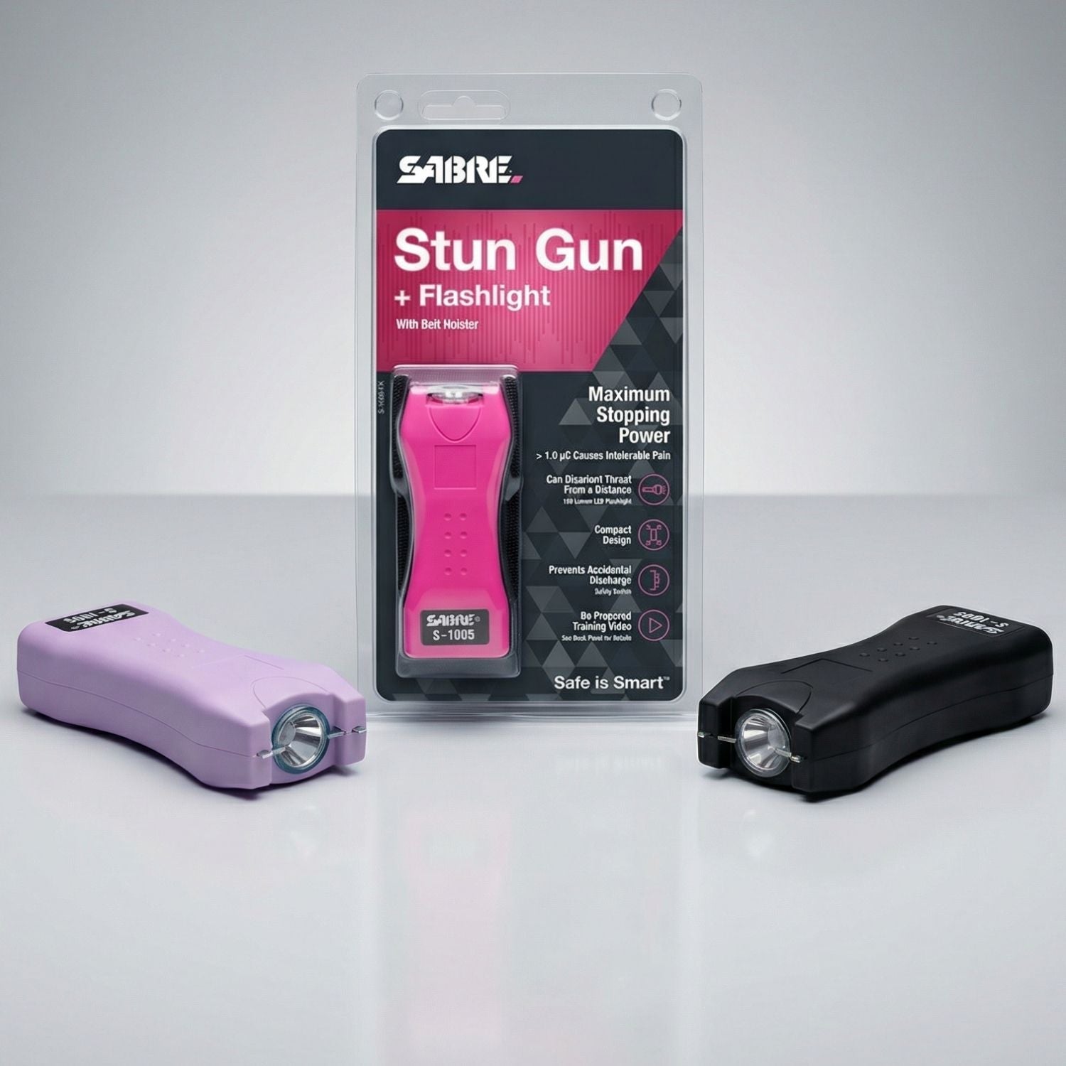 Sabre Dual Capacitor Stun Gun with LED Flashlight S-1005 - WCUniforms