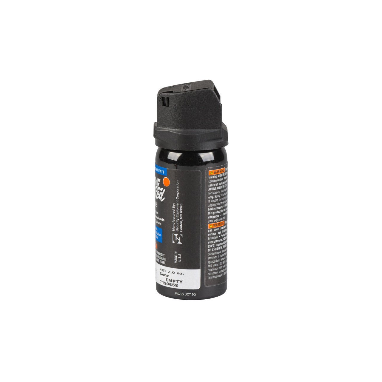 Black pepper spray canister on a white background