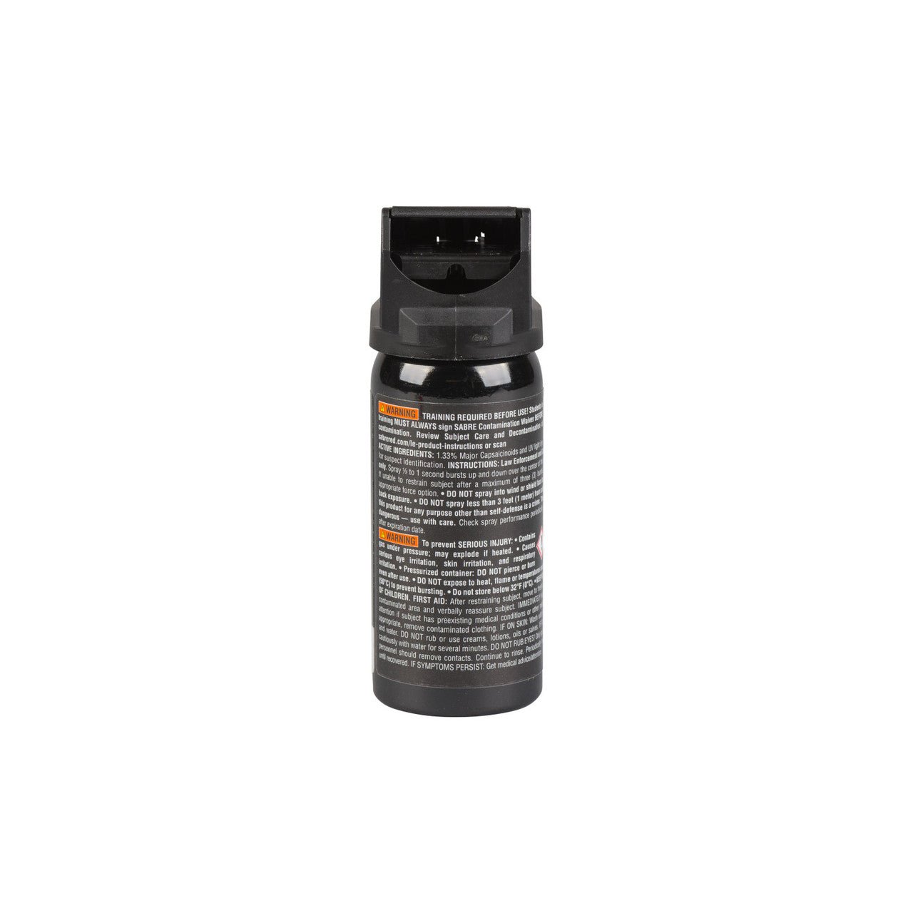 Black pepper spray canister on a white background