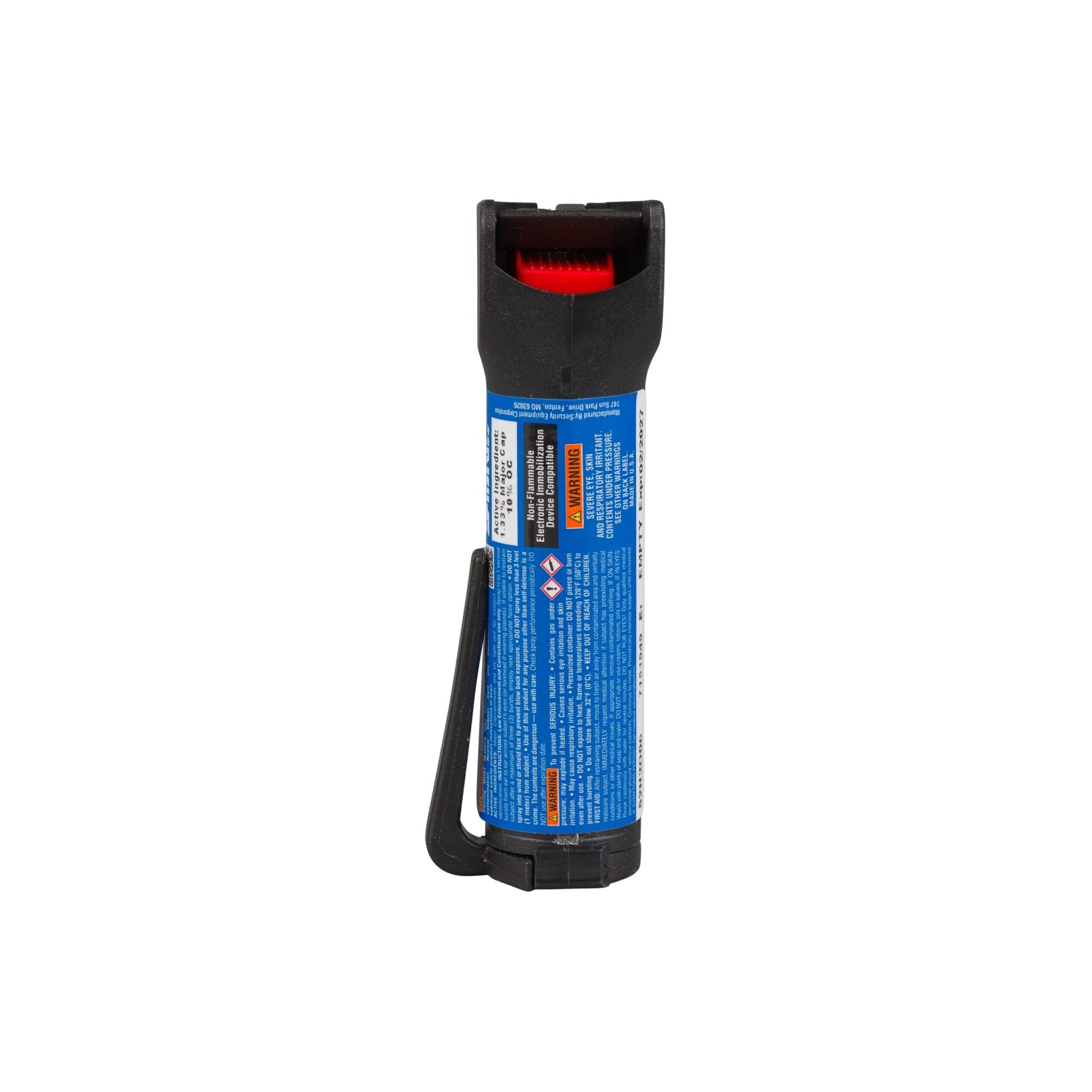Black and blue Sabre Red H2O MK-6 0.69 oz Pepper Spray – 1.33% MC, Belt Clip 52H2O06 on a white background