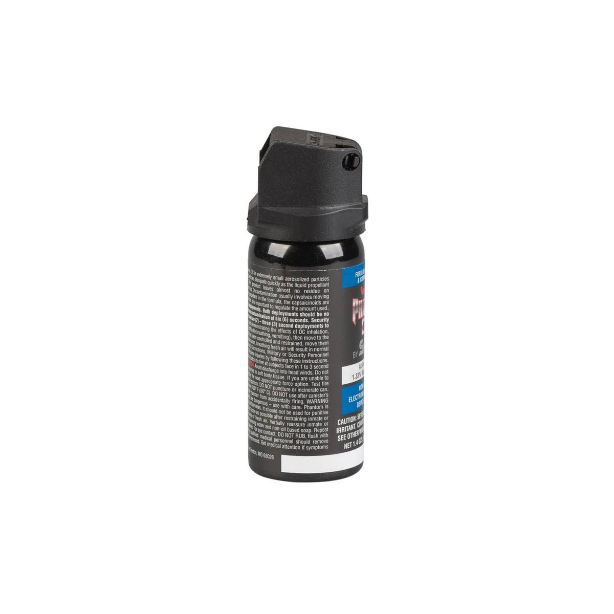 Sabre Red MK-3 Phantom fog spray, left side angle showing flip top actuator and directions label