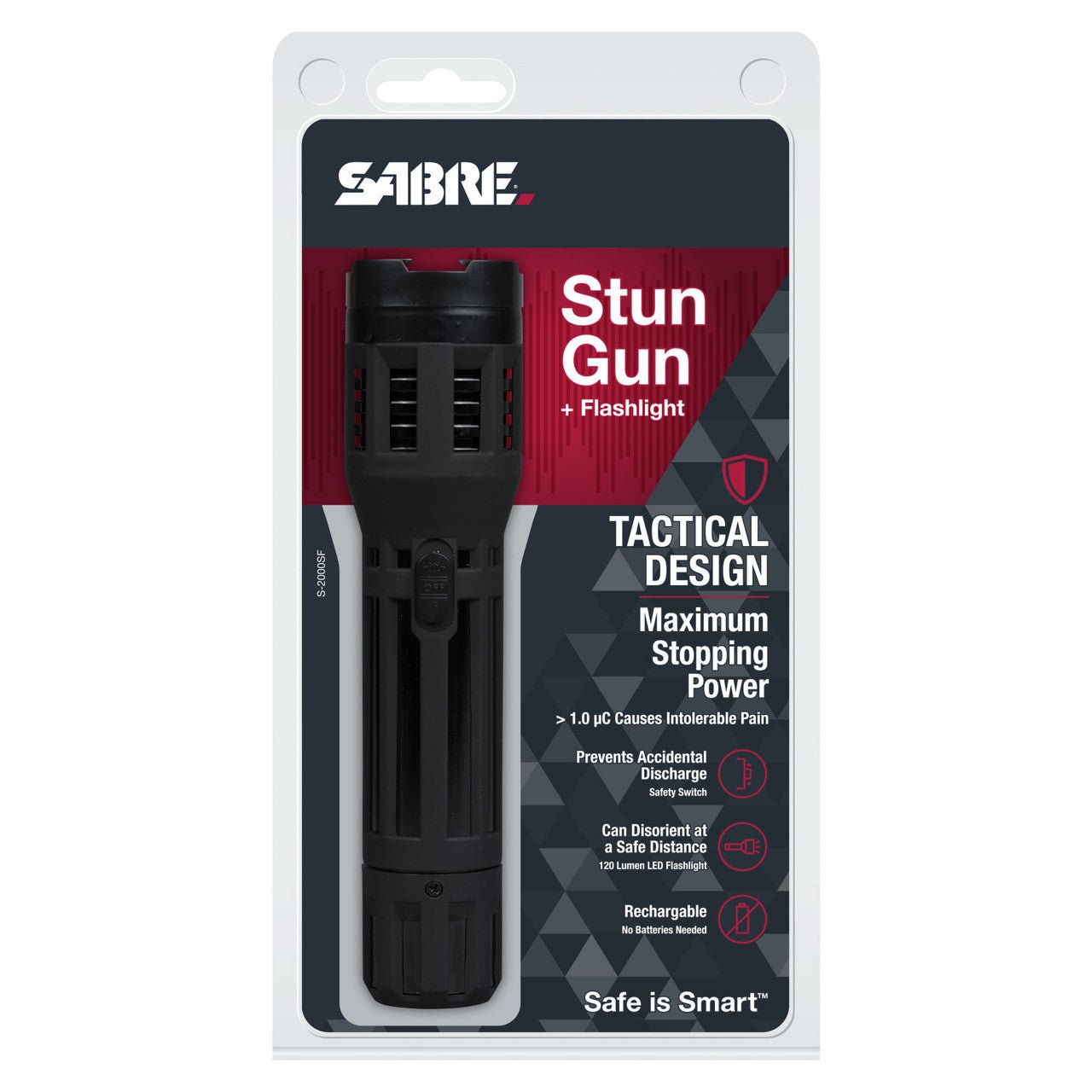 Sabre Tactical 2-in-1 Stun Gun with LED Flashlight (black or green) - WCUniforms
