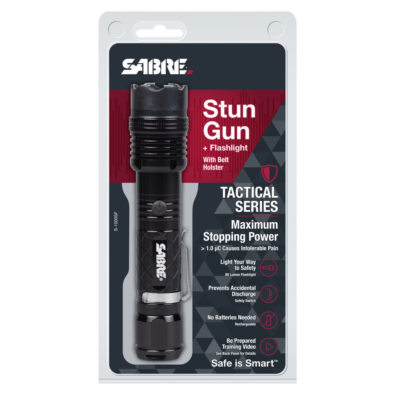 Sabre Tactical Stun Gun with 120 Lumen LED Flashlight S-3000SF - WCUniforms