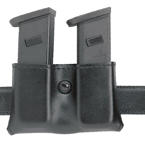 Safariland 79 double magazine pouch shown with bullets-out vertical magazine orientation