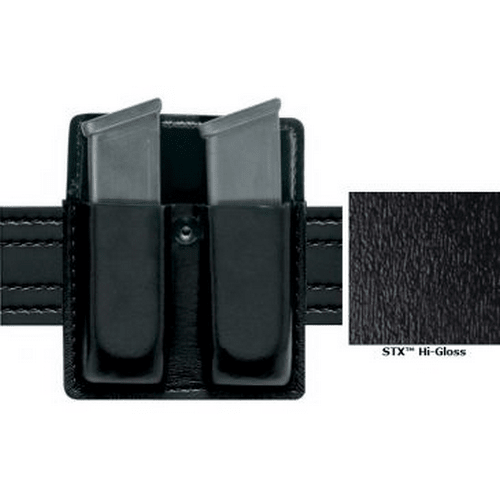 Safariland 79 double magazine pouch in black STX Hi Gloss finish, open top design