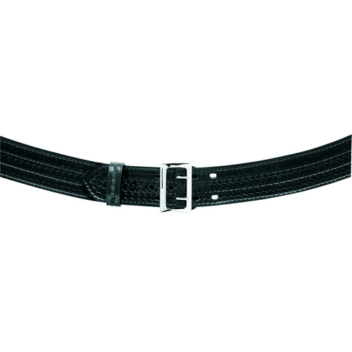 Safariland 872 contoured duty belt with double-tongued buckle and woven texture, showcasing its quality and design.