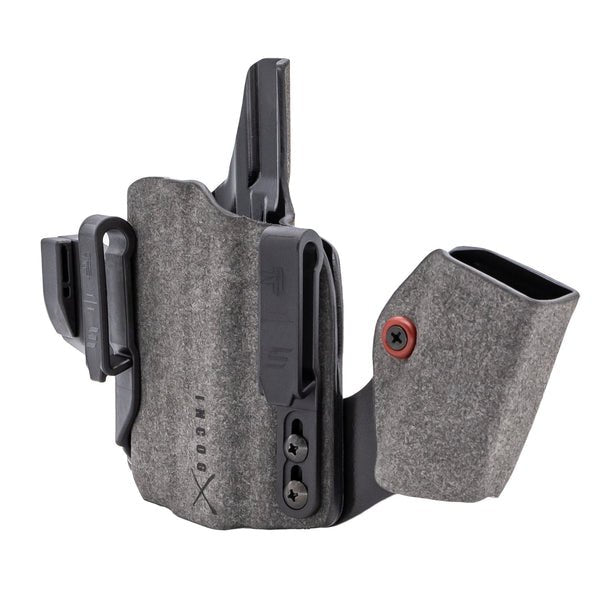 Safariland IncogX IWB Holster for S&W M&P 2.0 with Light, shown with over-the-belt clips, suede-wrapped body, and red-dot optic compatibility