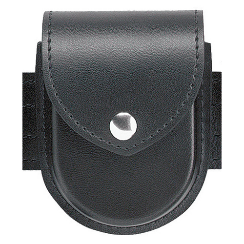 Safariland Model 290 double handcuff pouch in black with snap closure, designed for 2.25 inch duty belts.