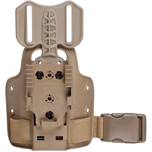 Tactical holster with a strap on a white background