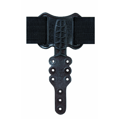 Black belt buckle with strap on a white background