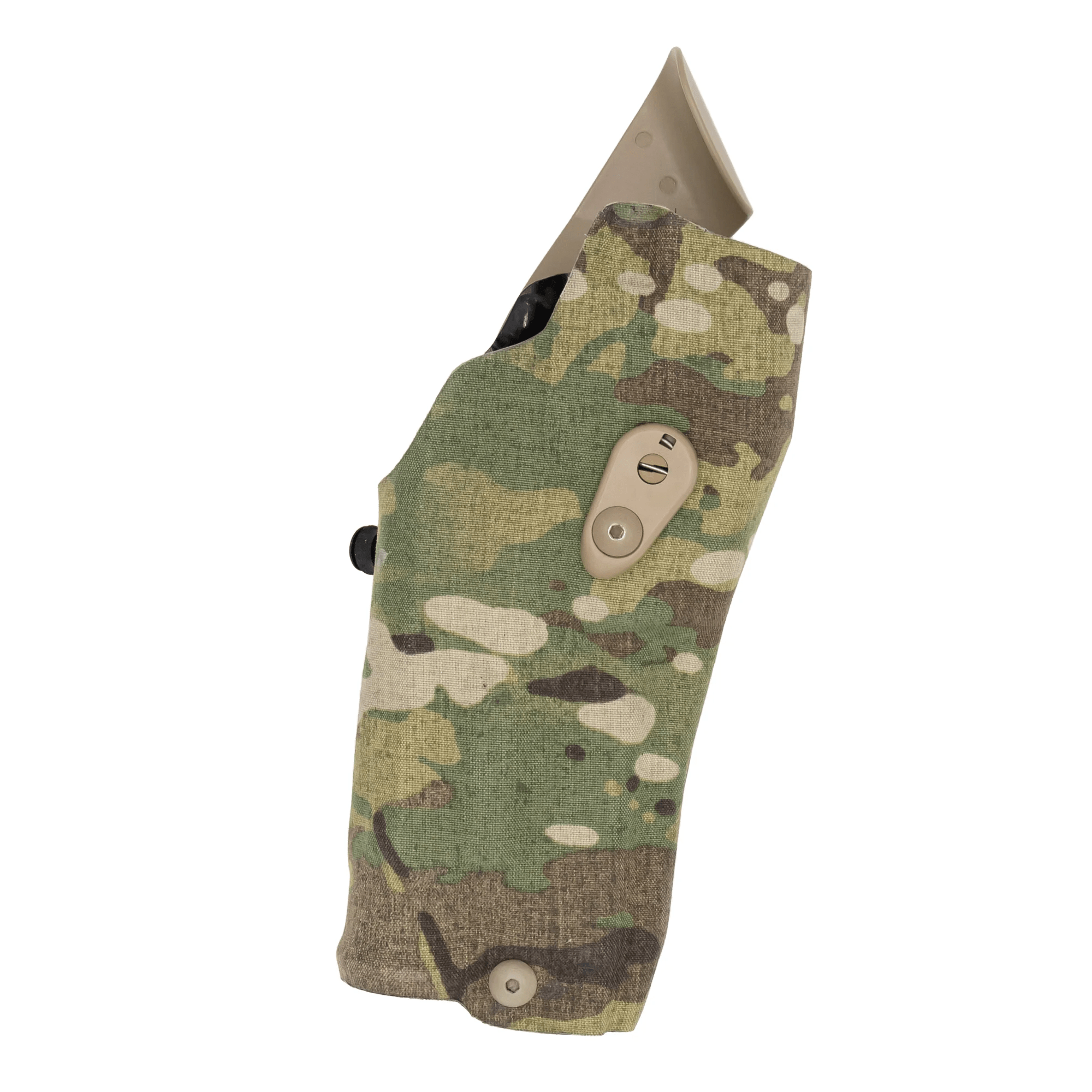 Safariland Model 6354RDSO ALS Holster in camouflage for Glock 19 MOS with red dot sight.
