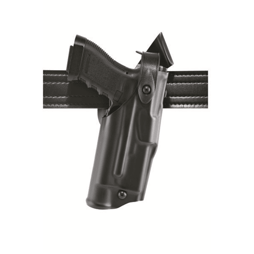 Safariland Model 6360 ALS/SLS mid-ride holster for Glock 19 w/ light secured on a gun belt.
