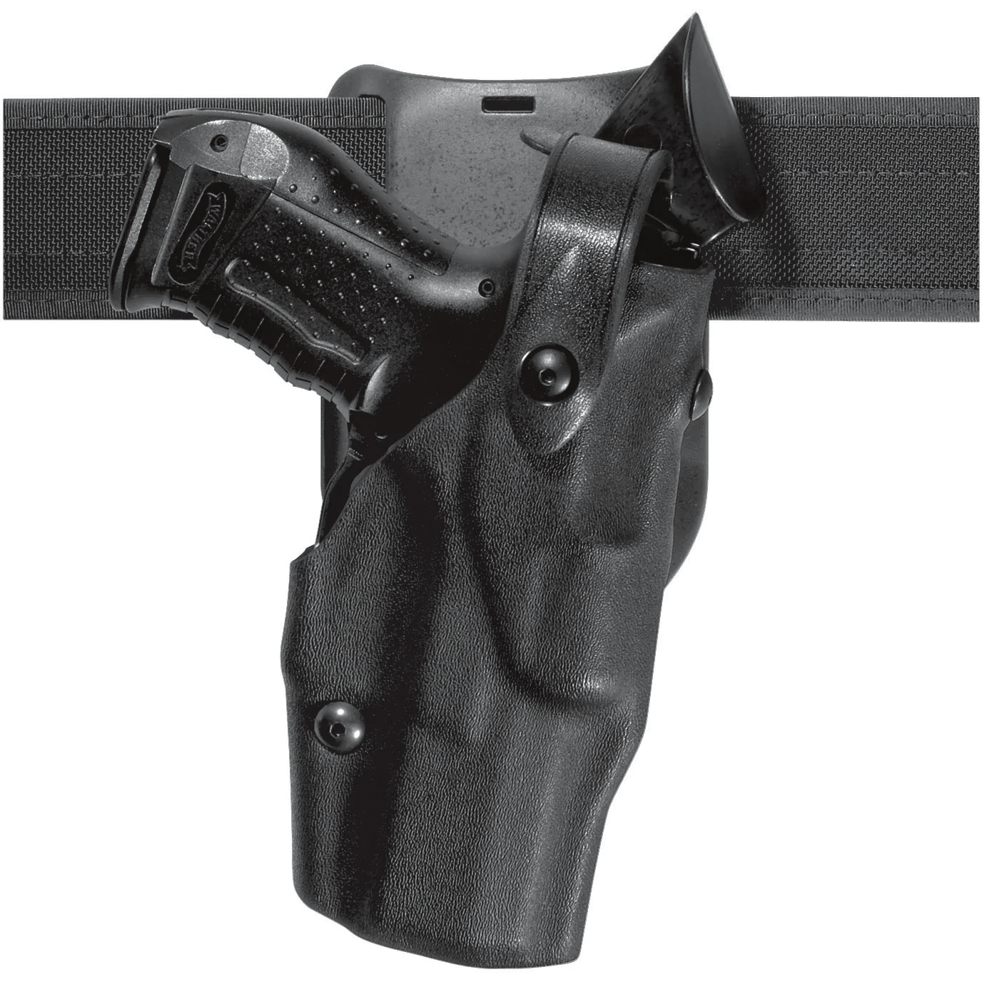 Safariland Model 6365 ALS Low-Ride Duty Holster with Springfield Operator 1911-A1 securely mounted on a belt.