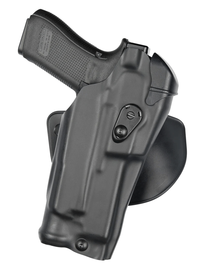 Safariland Model 6378RDS ALS Concealment Paddle Holster with Smith & Wesson M&P 2.0 9, featuring secure firearm retention.