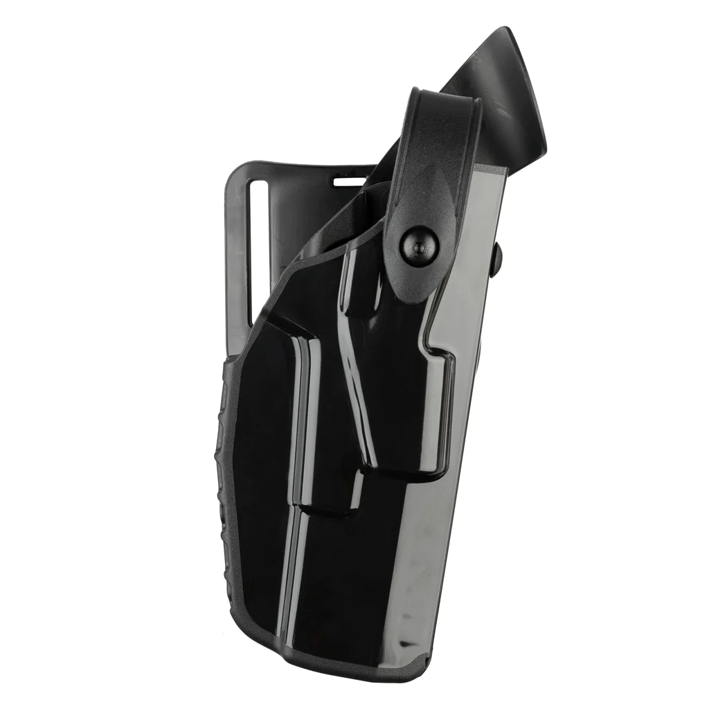 Safariland Model 7360 7TS ALS/SLS Mid-Ride Duty Holster for Glock 17, showcasing durable black SafariSeven construction.