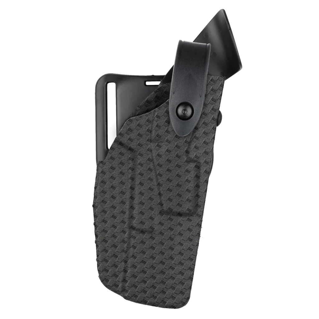 Safariland Model 7360 7TS ALS/SLS Mid-Ride Duty Holster for Glock 19, showcasing durable SafariSeven construction.