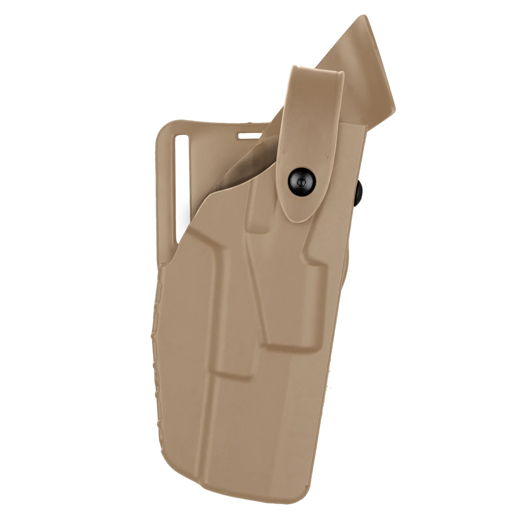 Safariland Model 7360 7TS ALS/SLS duty holster in tan, designed for Sig Sauer P320, showcasing durable construction.