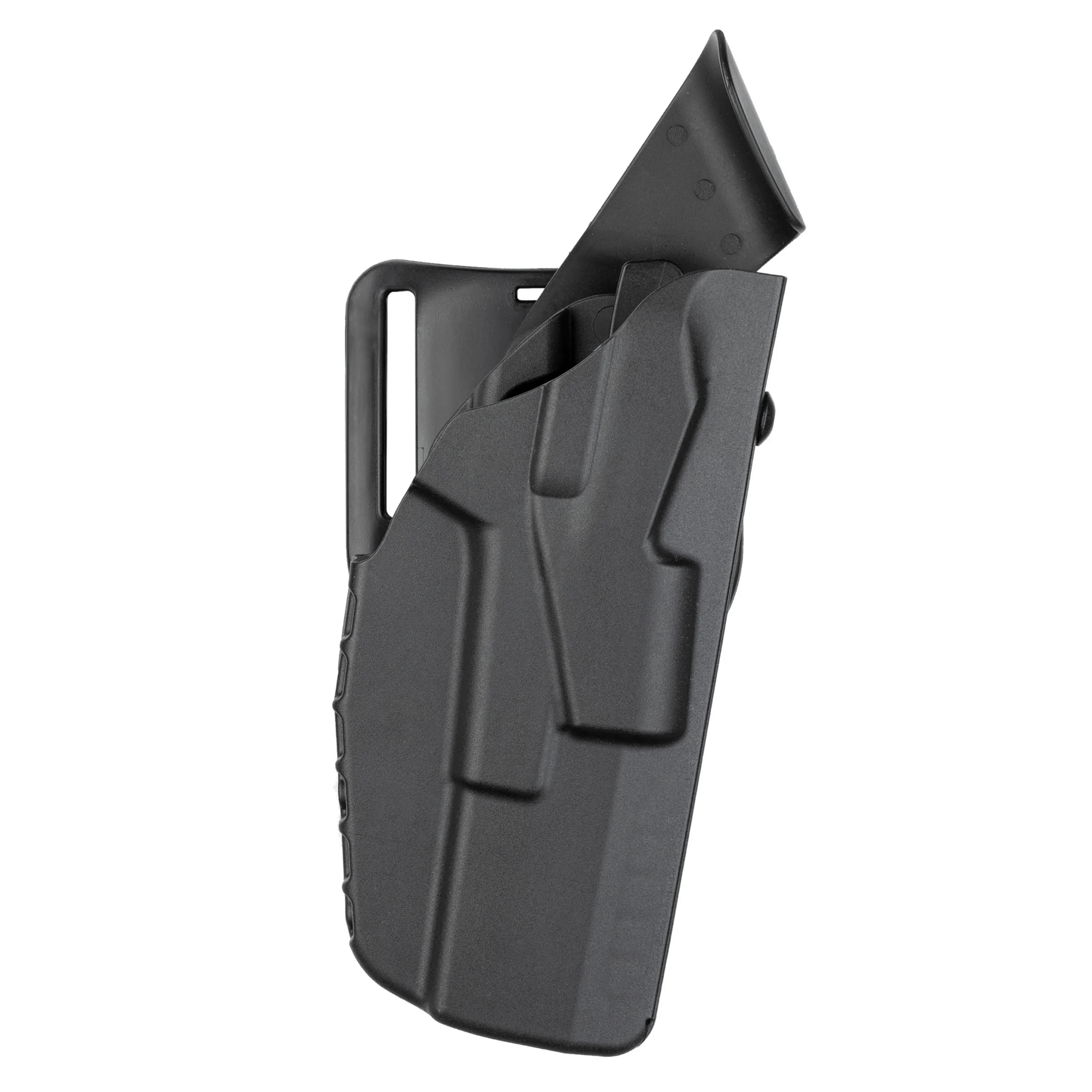 Safariland Model 7390 7TS ALS Mid Ride Duty Holster side view for Sig Sauer P320 9C w/ Light, made from durable SafariSeven material.