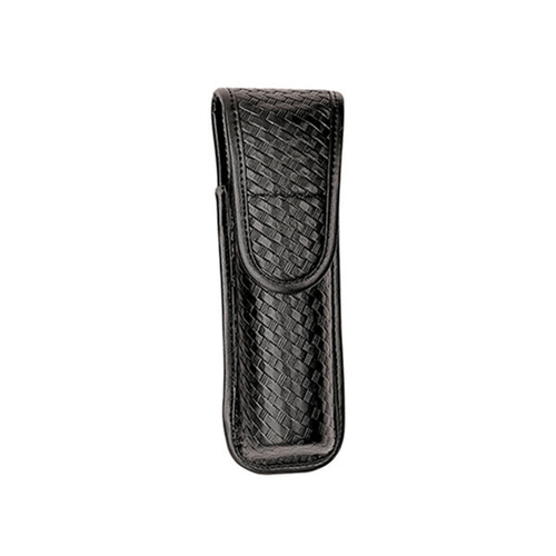 Safariland Model 7907 OC/Mace Spray Holder in black leather-like finish with secure flap. Ideal for MK-3 and MK-4 canisters.