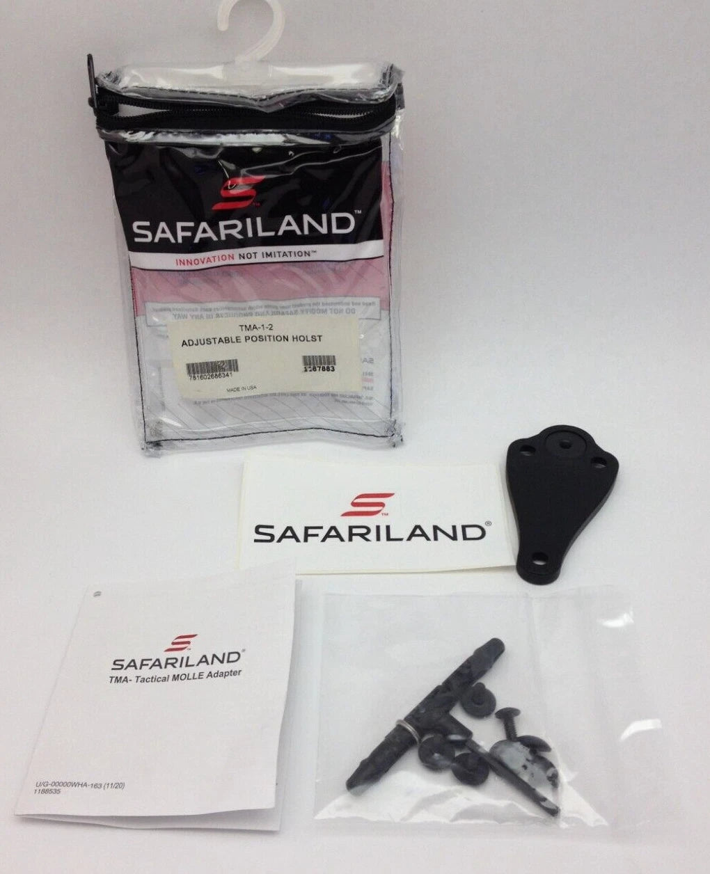 Safariland packaging with adjustable position holsters on a white background