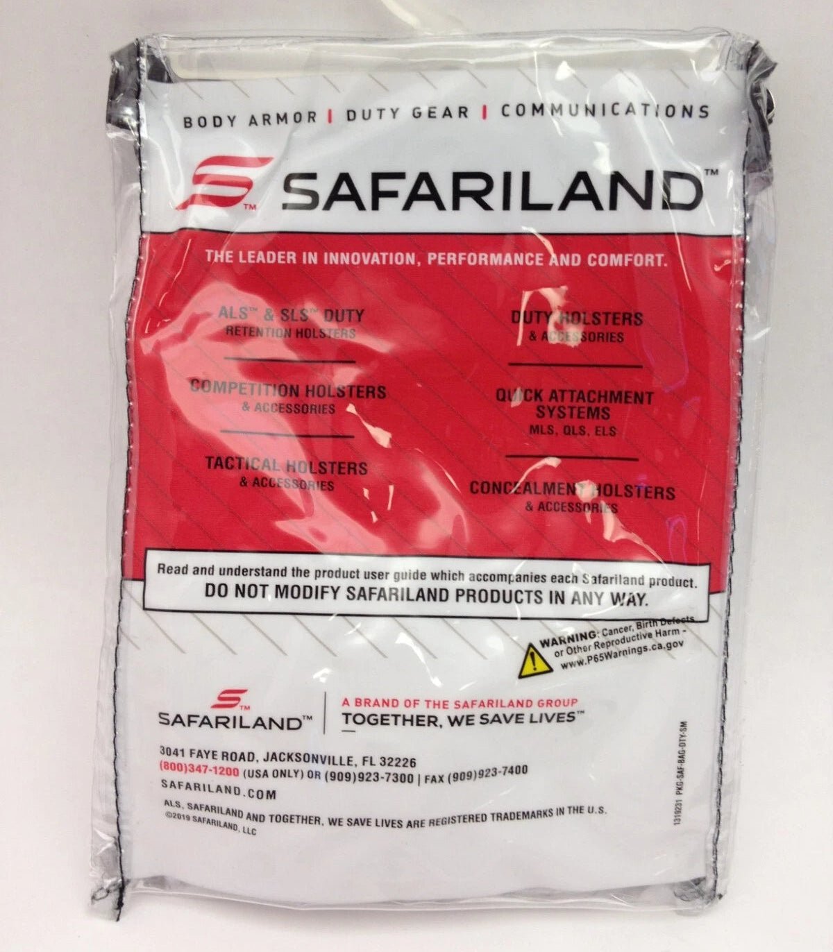 Safariland body armor packaging on a white background