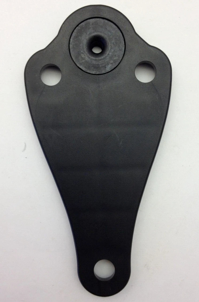 Black holster bracket with two holes on a white background