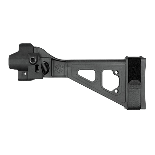 SB Tactical SBT5-22 side folding brace in black, featuring molded polymer design and QD socket for HK MP5 .22LR.