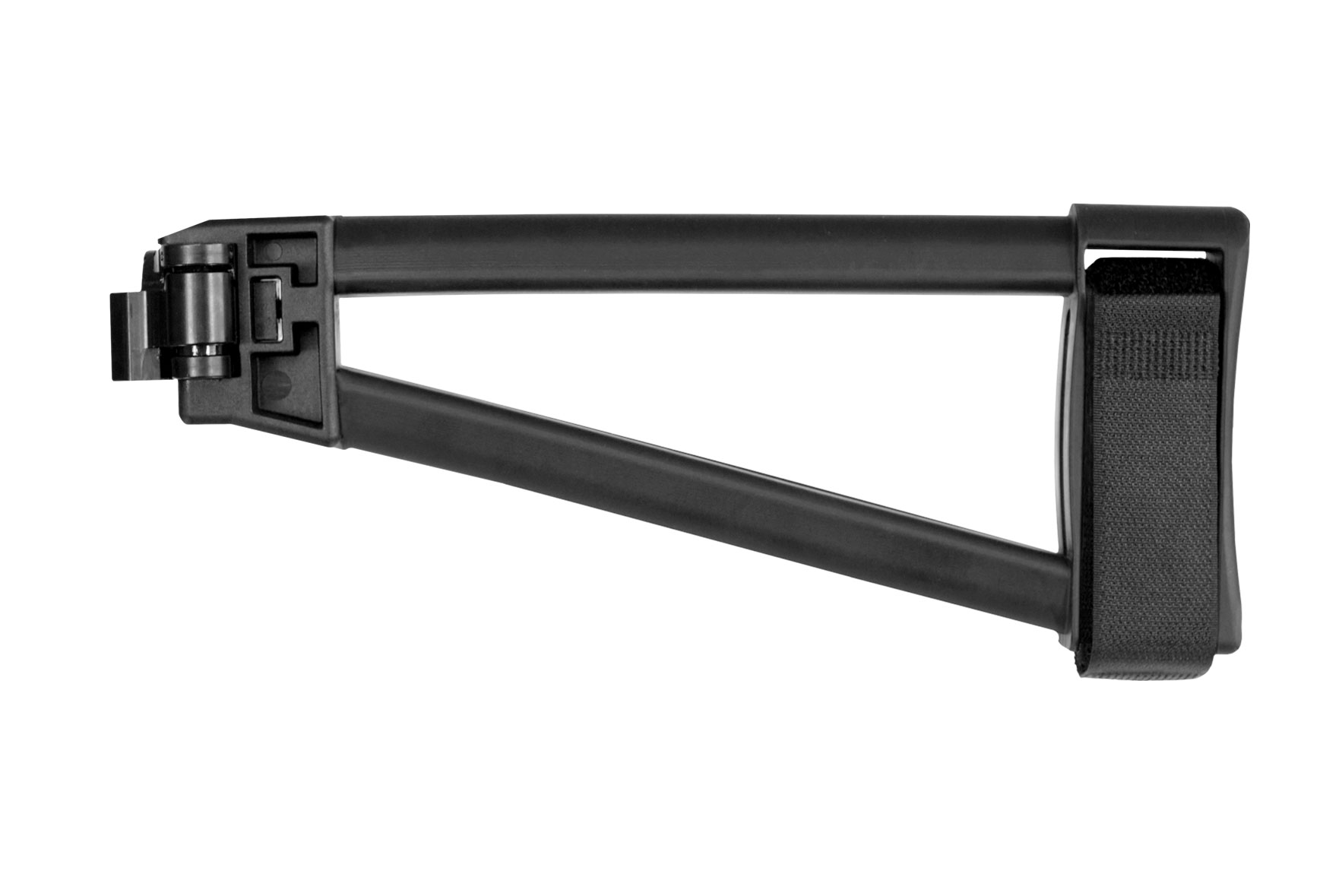 SB Tactical TF1913 PSB left side-folding triangle design with advanced steel hinge and pull-through opening.