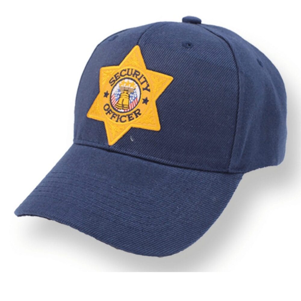 First Class navy blue Security Officer cap with gold embroidered emblem