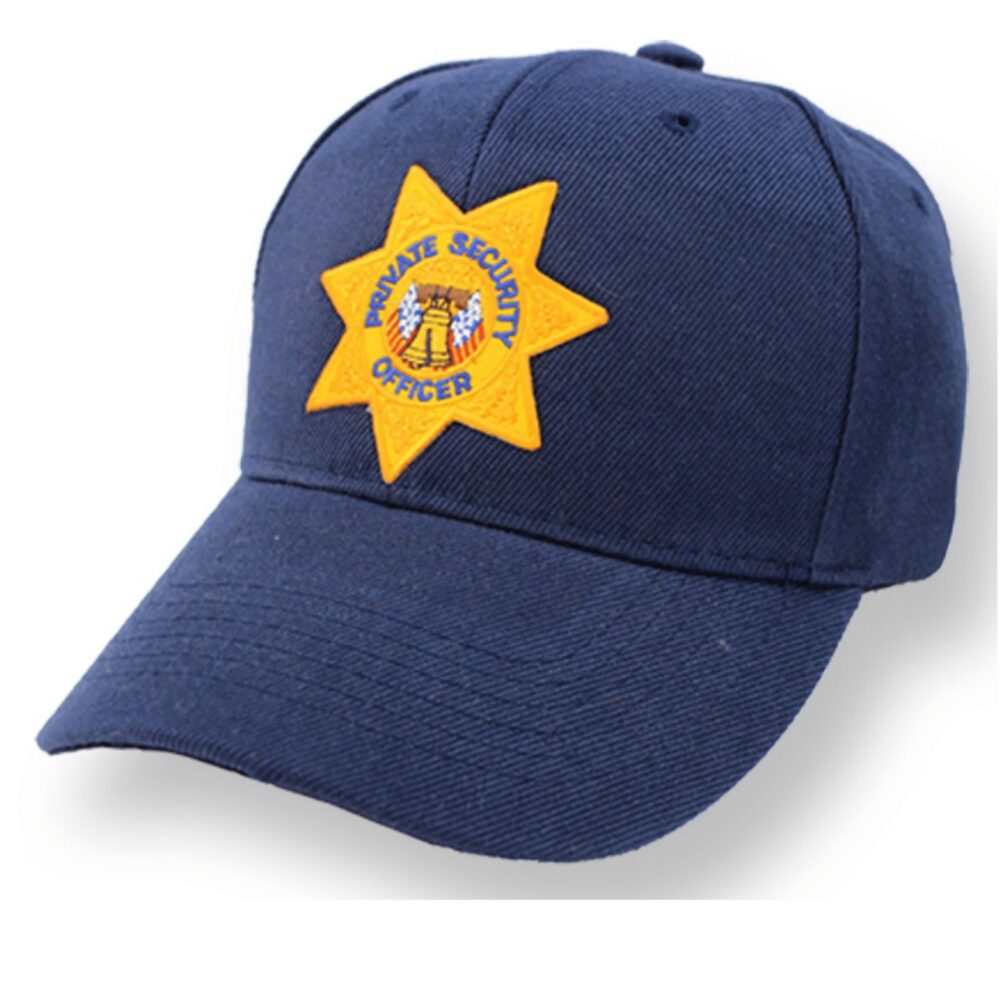 First Class navy blue Private Security Officer cap with gold embroidered emblem