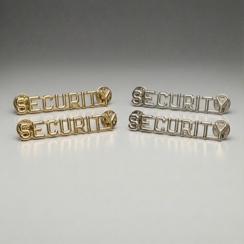 SECURITY Uniform Collar Pins (Gold or Silver) Pair - WCUniforms