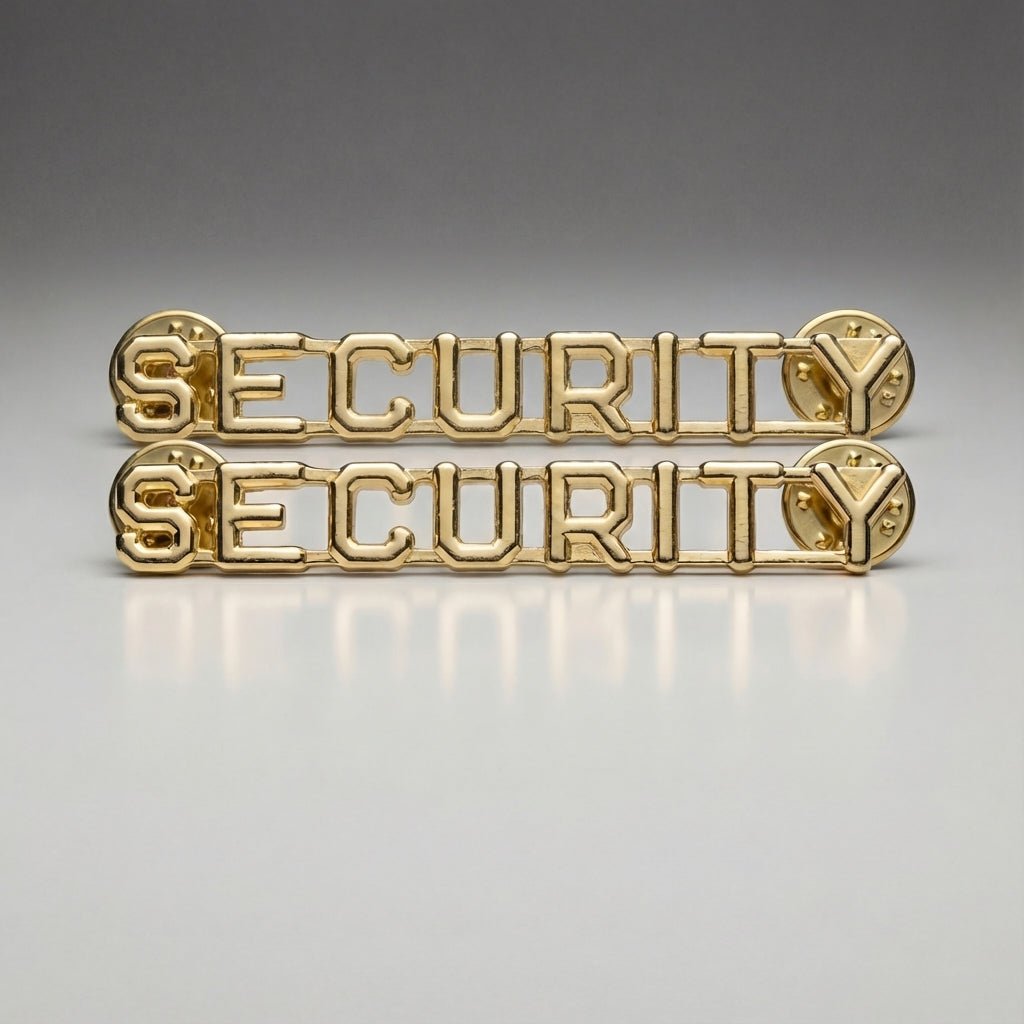SECURITY Uniform Collar Pins (Gold or Silver) Pair - WCUniforms