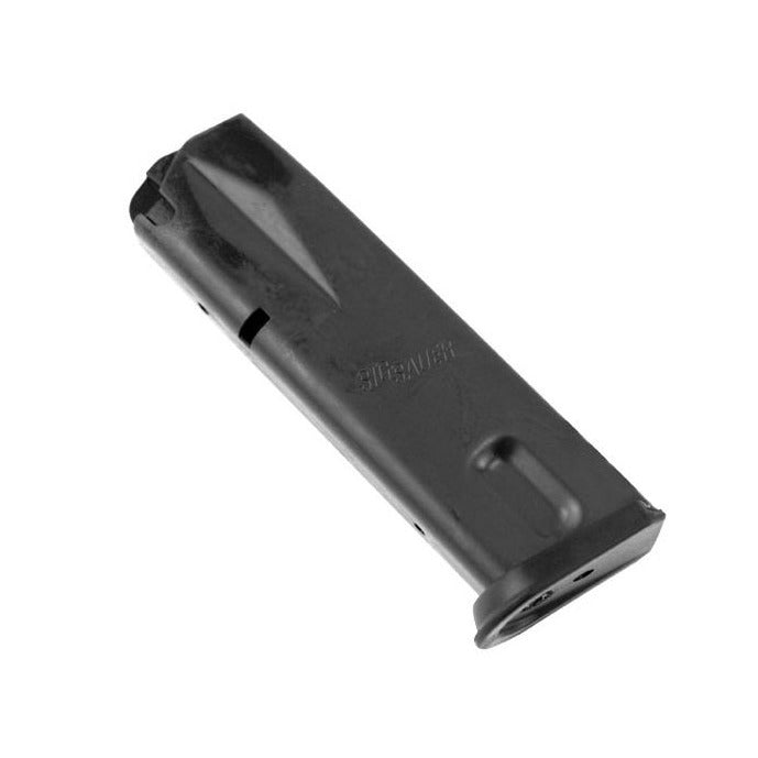 SIG SAUER P228/P229 MAG-229-9-13 black 13-round 9mm magazine, side profile showing blued steel body