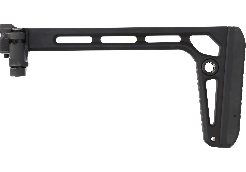 SIG SAUER MCX/MPX Minimalist Plus Locking Folding Stock in black, designed for easy installation on 1913/Picatinny interface.