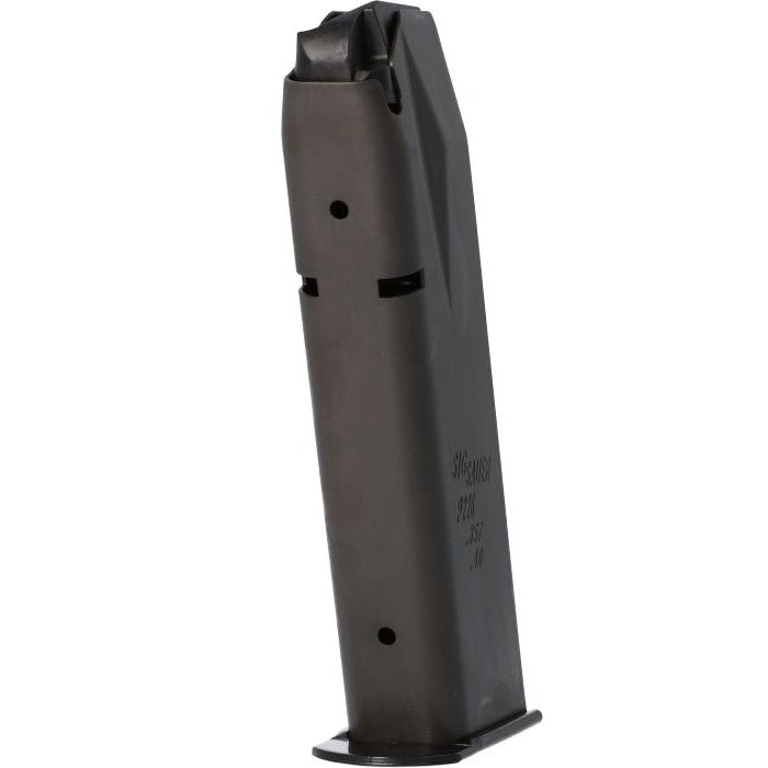 SIG SAUER P226 12-round magazine angled view with steel body and baseplate