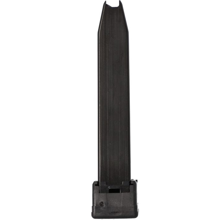 SIG SAUER P226 MAG-226-9-20 20-round 9mm magazine rear view, double-stack configuration and zinc phosphate finish