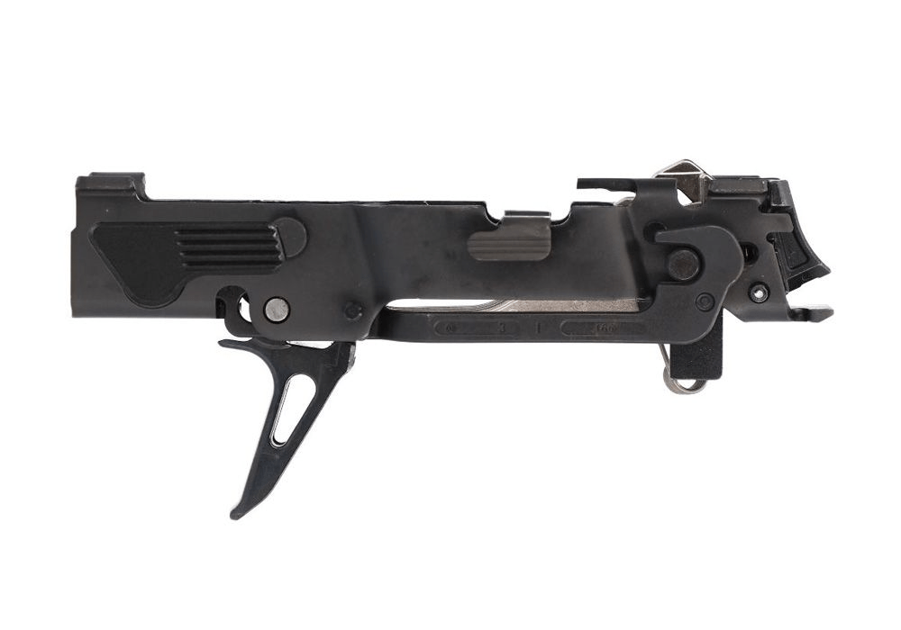 SIG SAUER P320 FCU featuring a sleek, black Titanium Nitride frame and skeletonized trigger for enhanced performance.