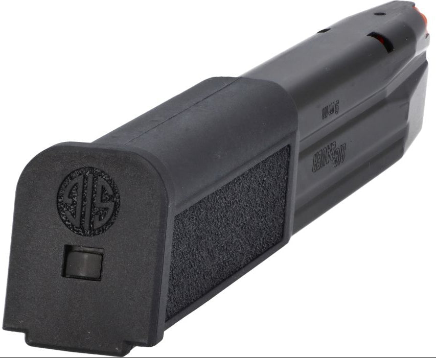 SIG SAUER P320 9mm 30-round magazine 8900576, close-up of polymer base plate and sleeve
