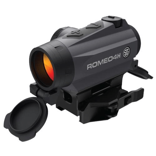 SIG SAUER ROMEO4H 1x20mm Red Dot Sight with solid lens cover and quick release mount.