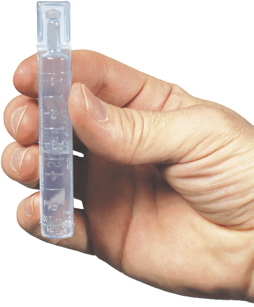 Sirchie 3ml Sterile Water Vials | KCP247C 100-Pack Evidence Prep being held in a person's hand