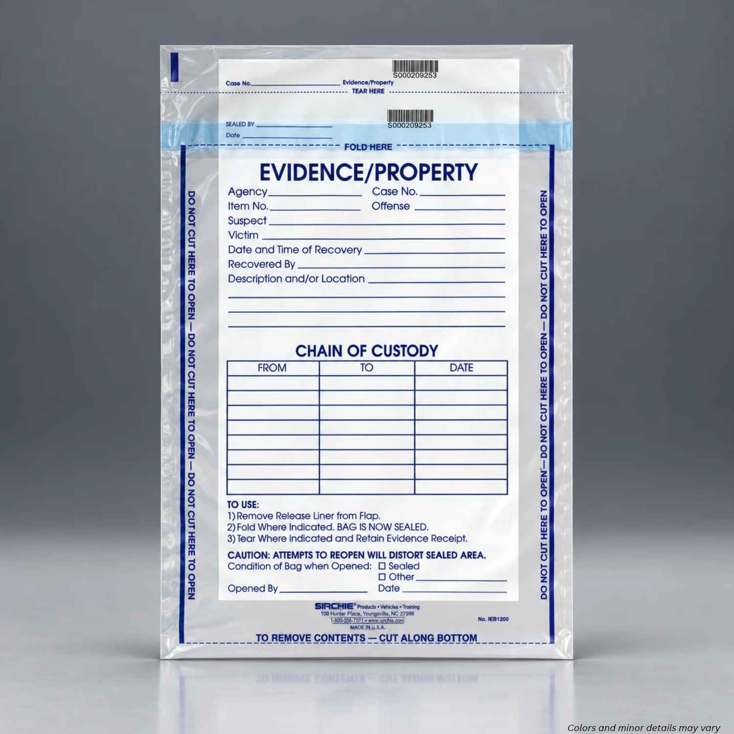 Sirchie Integrity Evidence Bag - 100 Pack - Multiple Sizes - WCUniforms