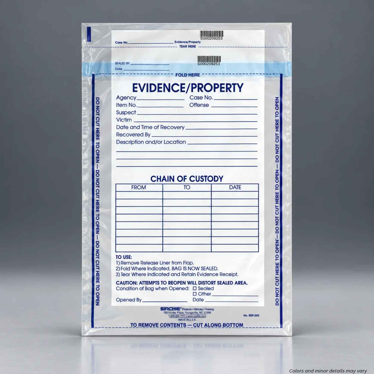 Sirchie Integrity Evidence Bag - 100 Pack - Multiple Sizes - WCUniforms