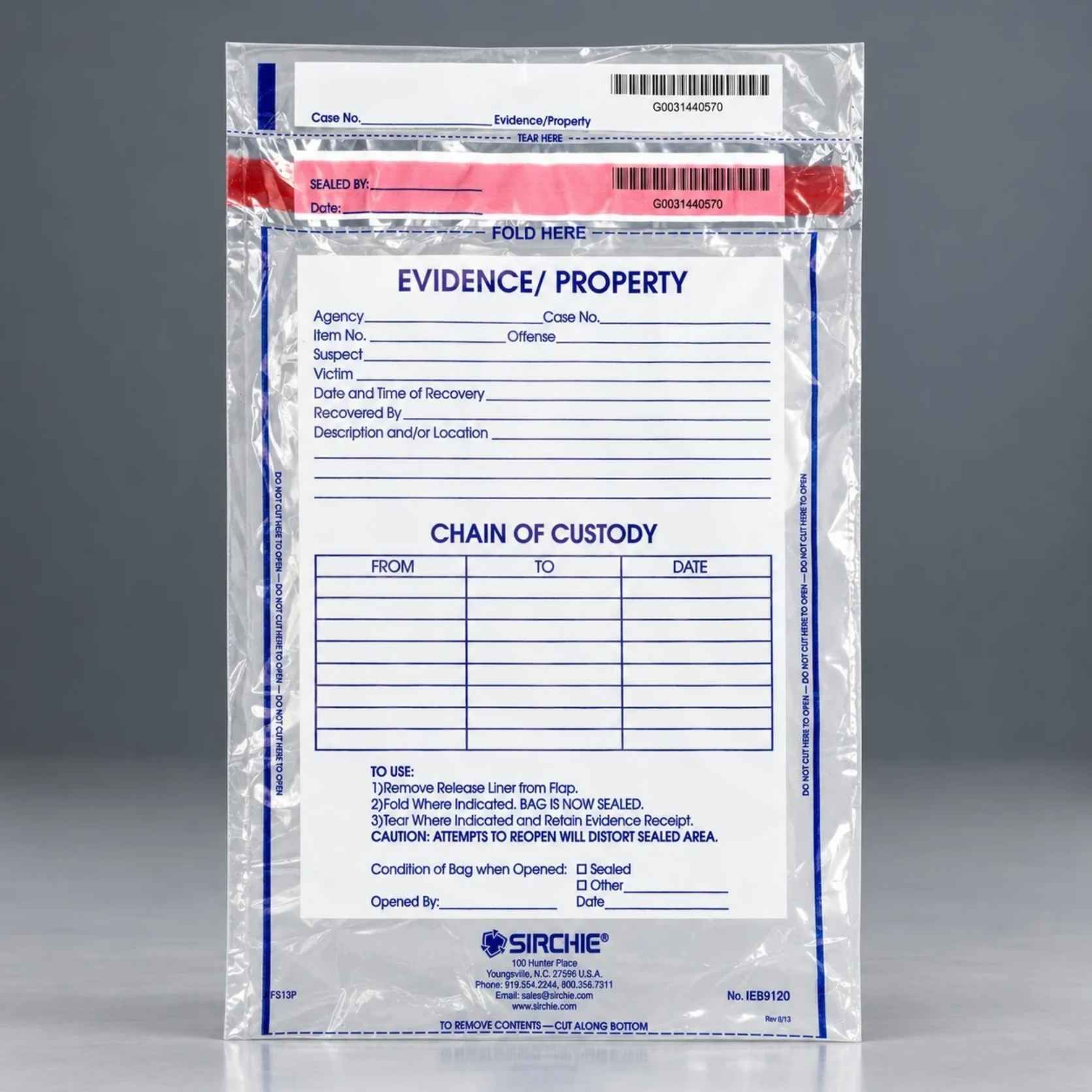Sirchie Integrity Evidence Bag - 100 Pack - Multiple Sizes - WCUniforms