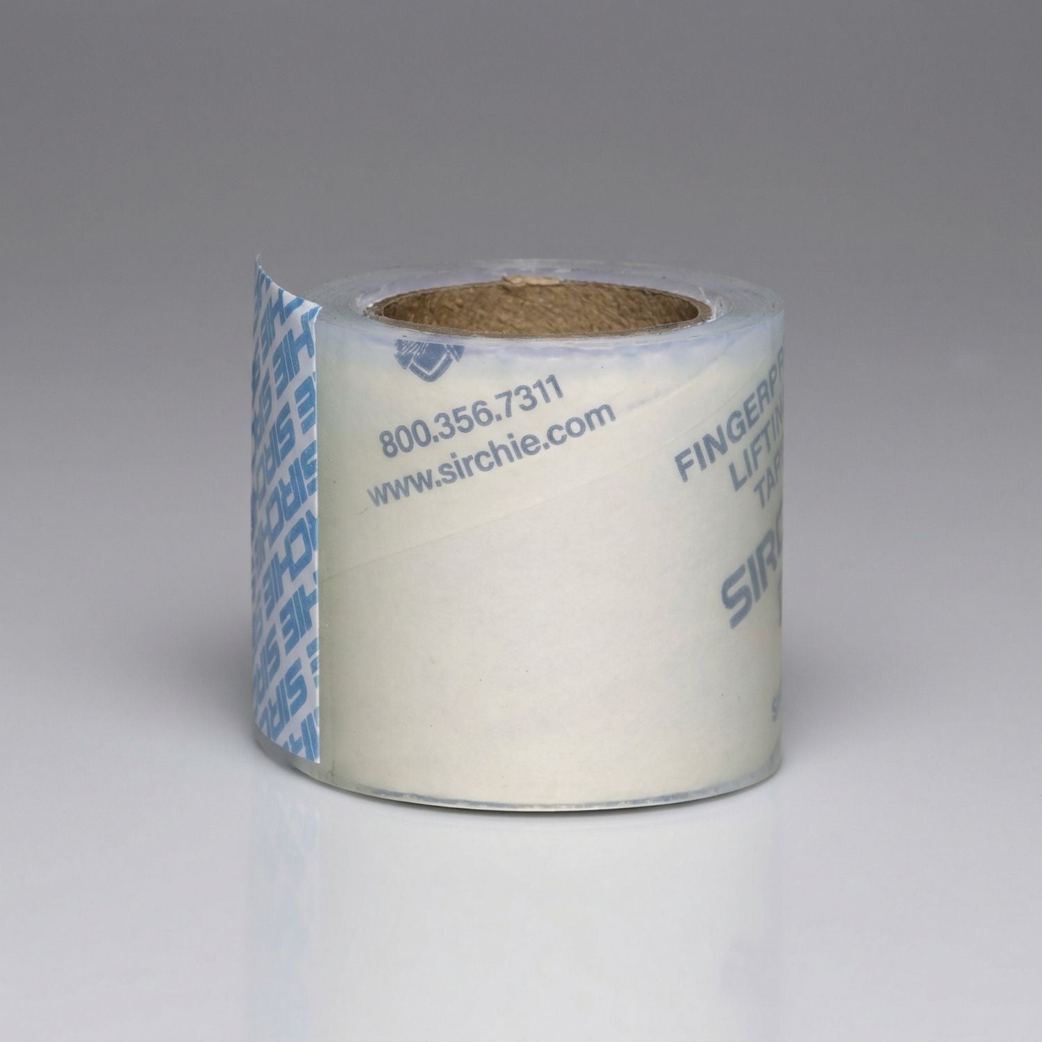 Roll of fingerprinttape with Stichie branding on a gray background