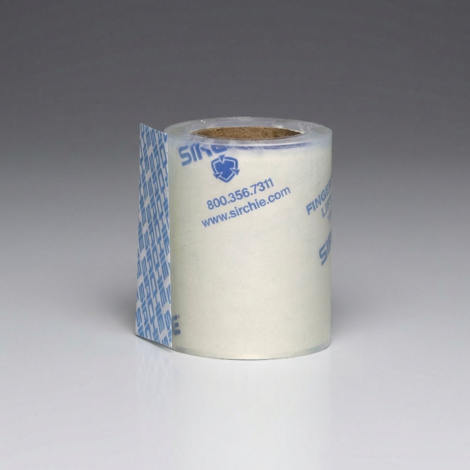 Roll of Strichie fingerprint tape on a gray background